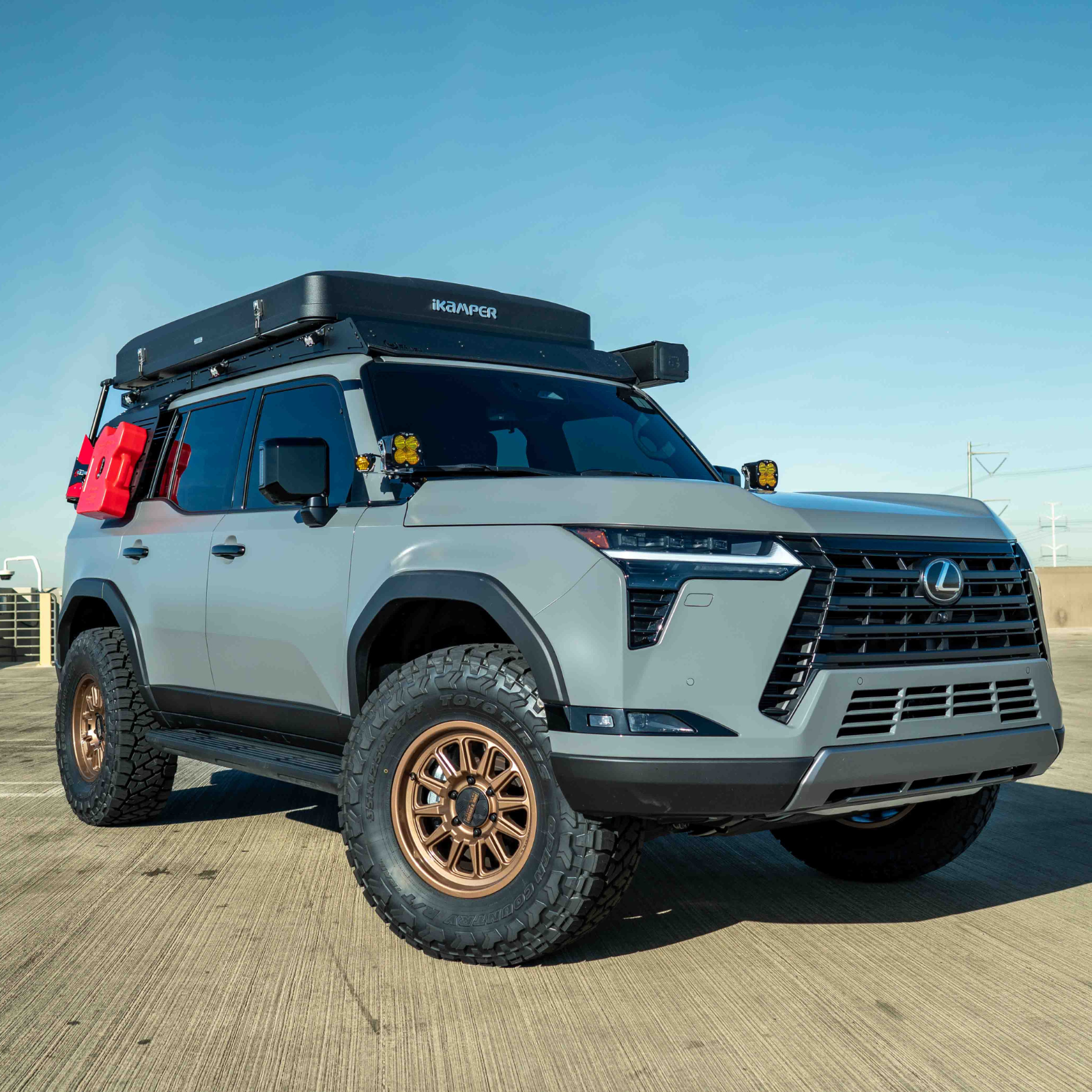 SDHQ Built '24-25 GX550 A-Pillar Light Mounts display installed on gx550 from farther away to show look of vehicle with this kit installed