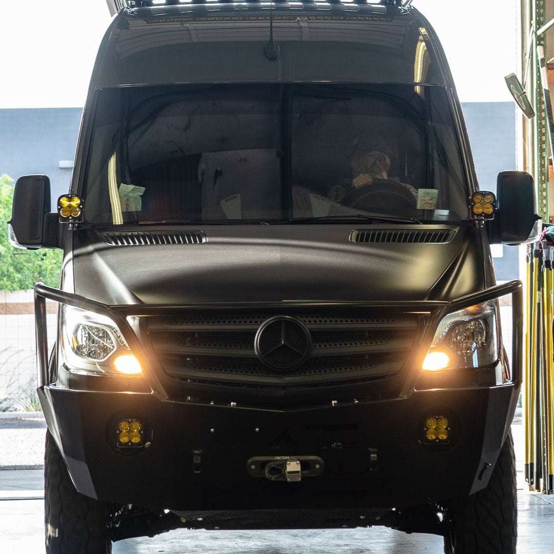 '07-18 Mercedes Sprinter Van SDHQ Built A-Pillar Light Mounts (front view) installed display on vehicle