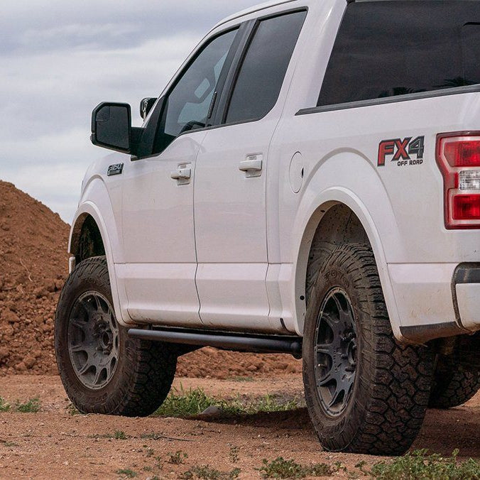 '15-23 Ford F150 Super Crew SDHQ Built Weld-On Rock Sliders installed display on vehicle