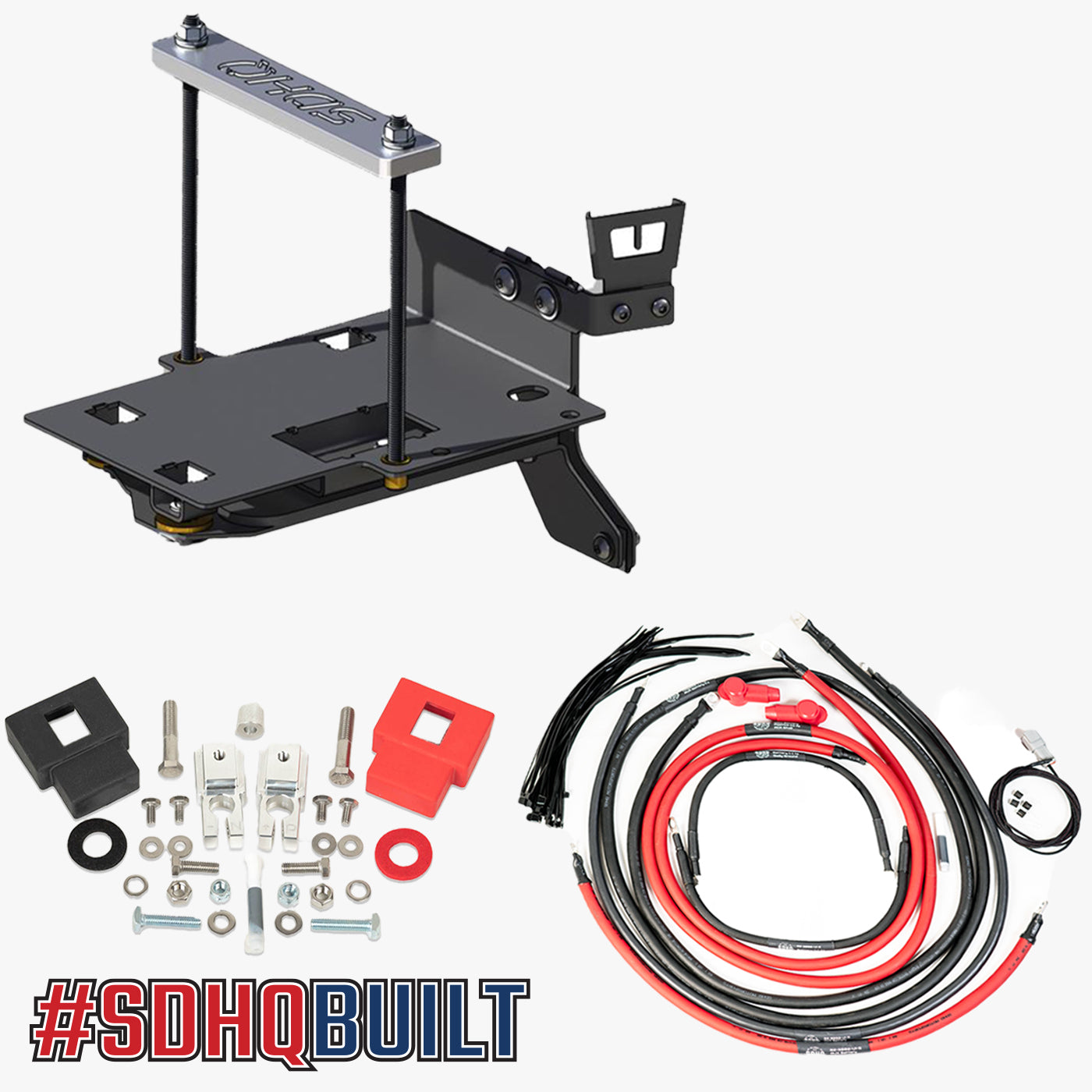 '08-21 200 Series Toyota Land Cruiser "Build your Own" SDHQ Dual Battery Kit Display of Included Tray, additional wiring and terminals