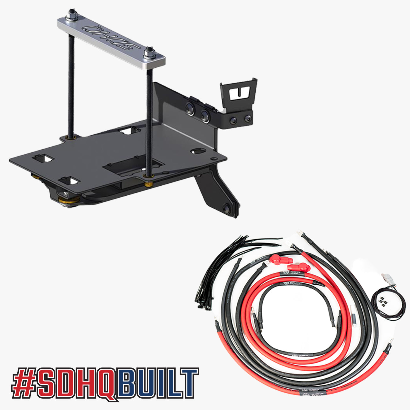 '08-21 200 Series Toyota Land Cruiser SDHQ Built Dual Battery Tray Kit with writing kit display