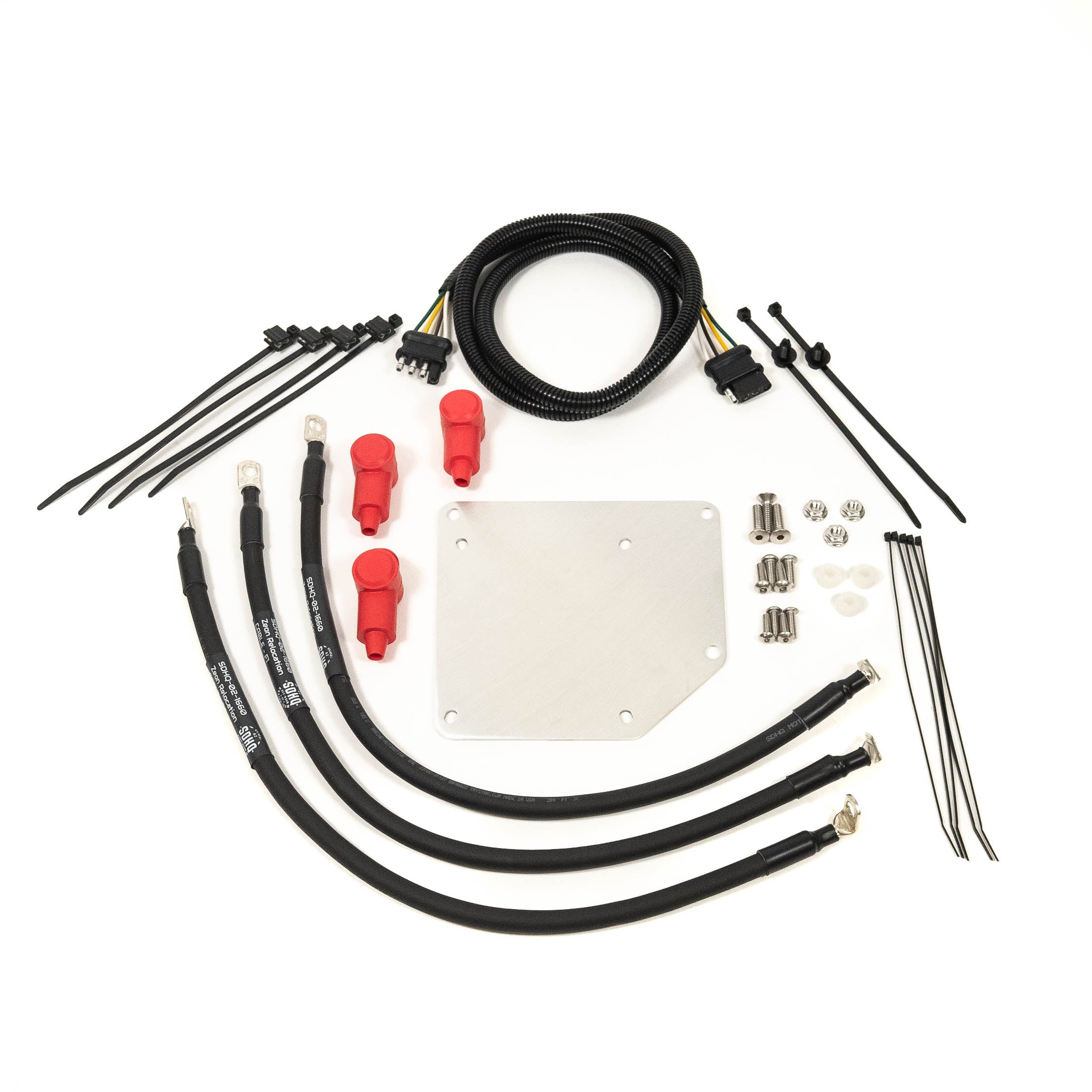 '14-23 Toyota 4Runner SDHQ Built Warn Control Pack Relocation Kit Display of included parts
