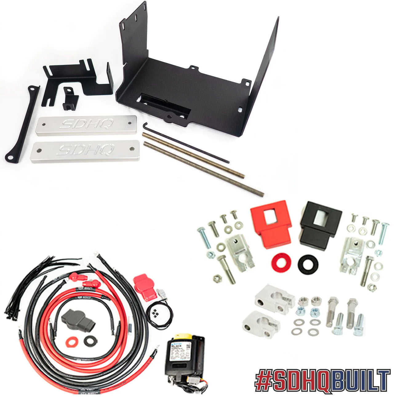 '16-23 Toyota Tacoma SDHQ Built Complete Dual Battery Kit Display of Included Parts