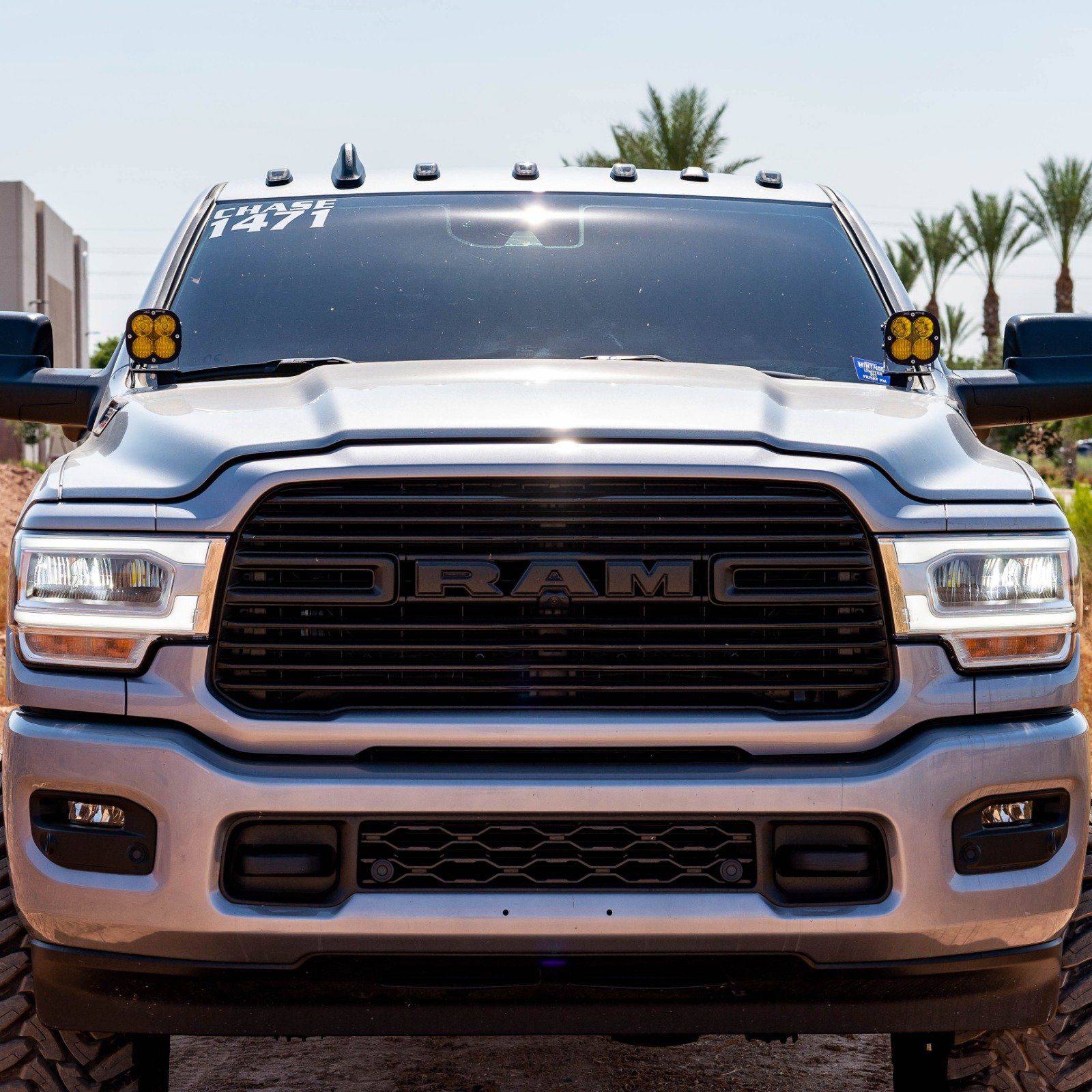 '19-23 Ram 2500/3500 SDHQ Built A-Pillar Light Mounts display installed on vehicle