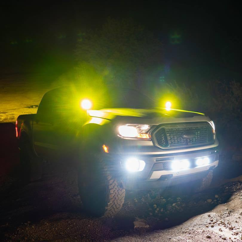 '19-Current Ford Ranger SDHQ Built A-Pillar Light Mounts Display installed on Vehicle