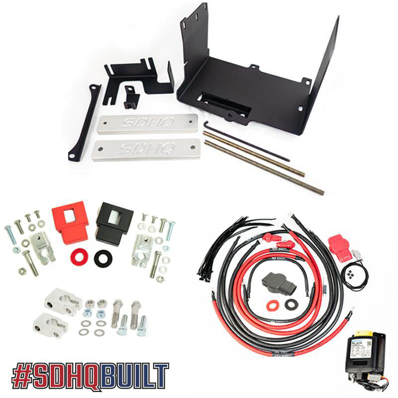 '16-23 Toyota Tacoma SDHQ Built Complete Dual Battery Kit Display of Included Parts