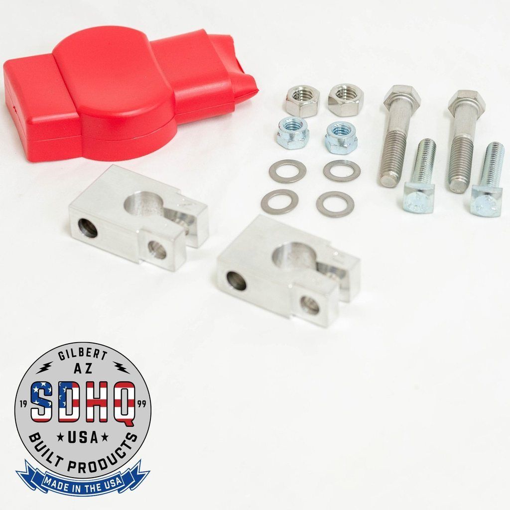 '16-23 Toyota Tacoma SDHQ Built Complete Dual Battery Kit Display of Included Terminal and Hardware
