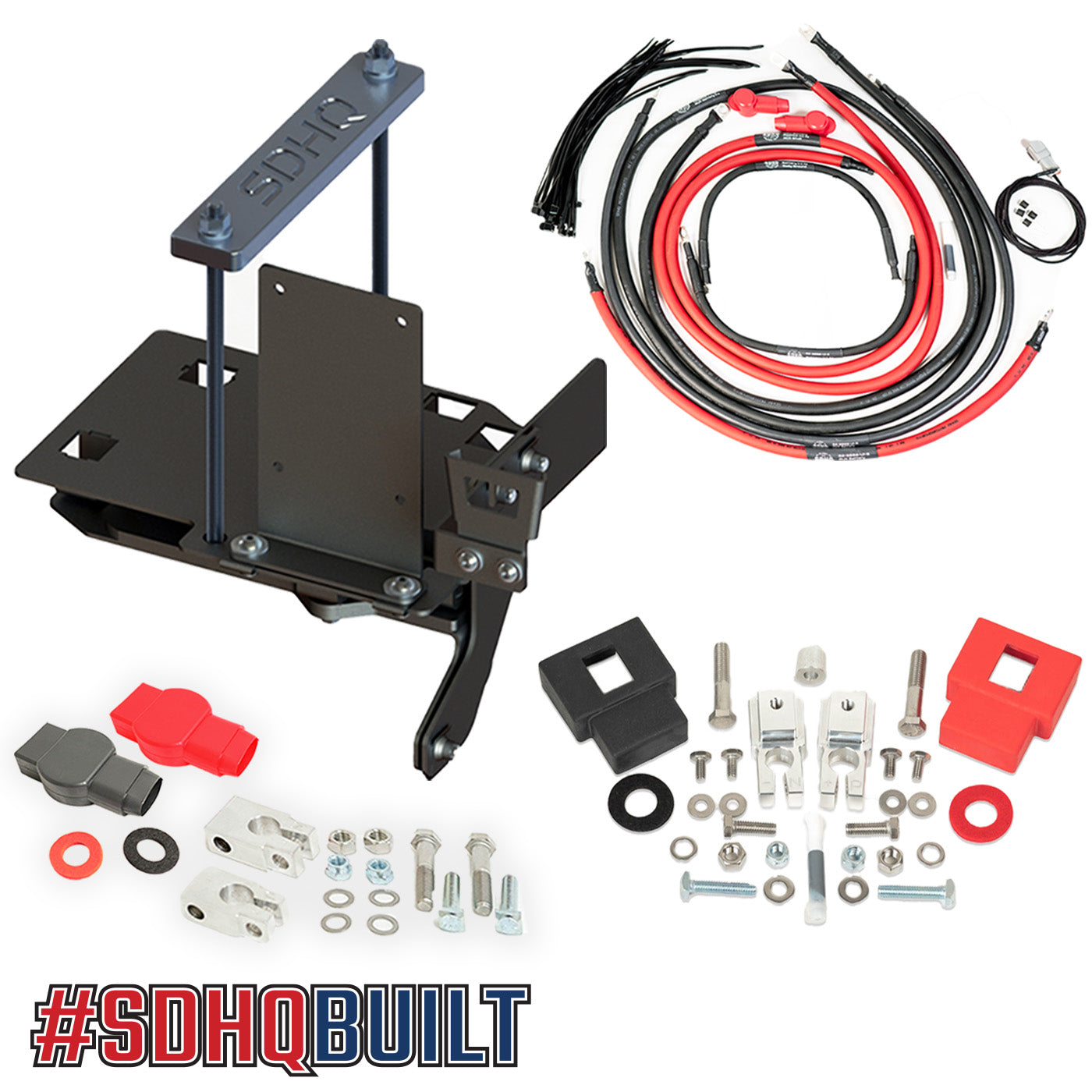 '07-21 Toyota Tundra SDHQ Built "Build your Own" Dual Battery Kit Display of included tray, additional wiring and terminals