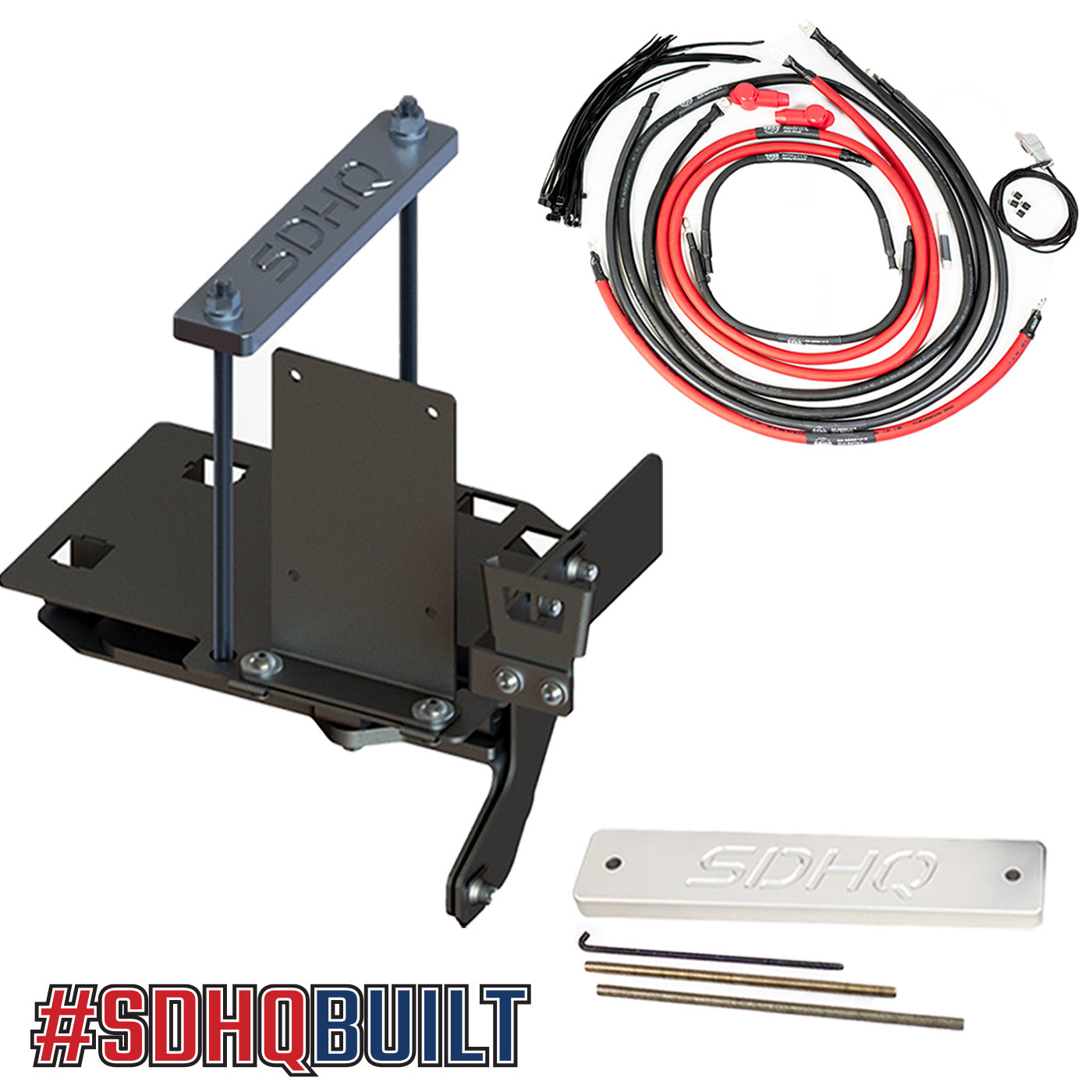 '07-21 Toyota Tundra SDHQ Built "Build your Own" Dual Battery Kit Display of Included Tray, additional wiring and hold down