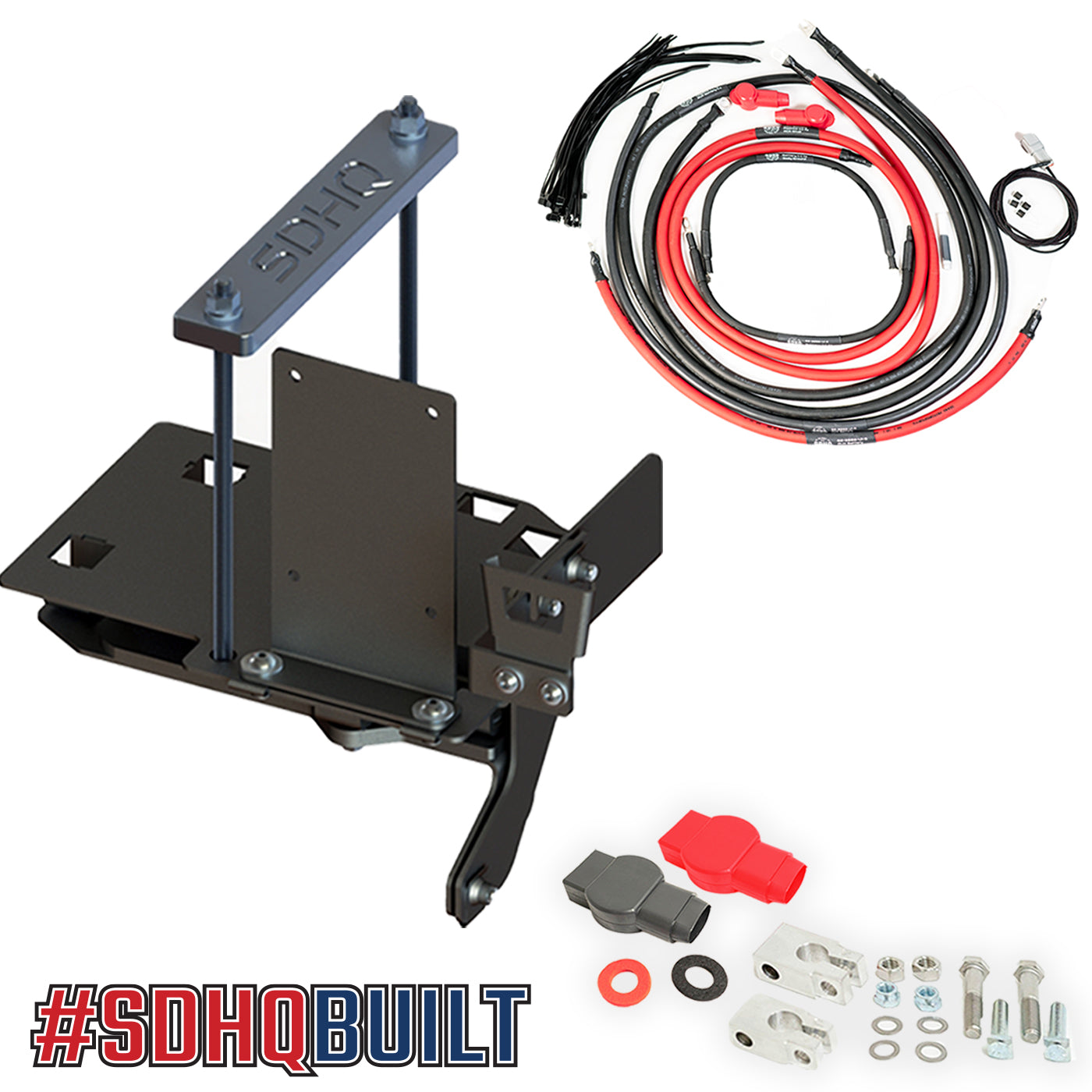 '07-21 Toyota Tundra SDHQ Built "Build your Own" Dual Battery Kit Display of Included Tray, additional wiring and terminals