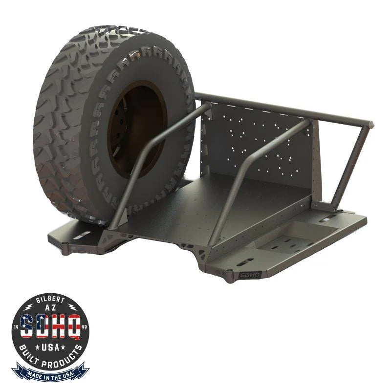2025 Ram 1500 RHO SDHQ Built In Bed Chase Rack render with spare