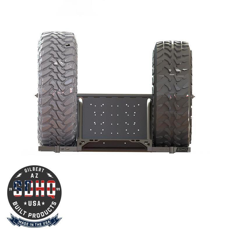 2025 Ram 1500 RHO SDHQ Built In Bed Chase Rack render with two spare tires