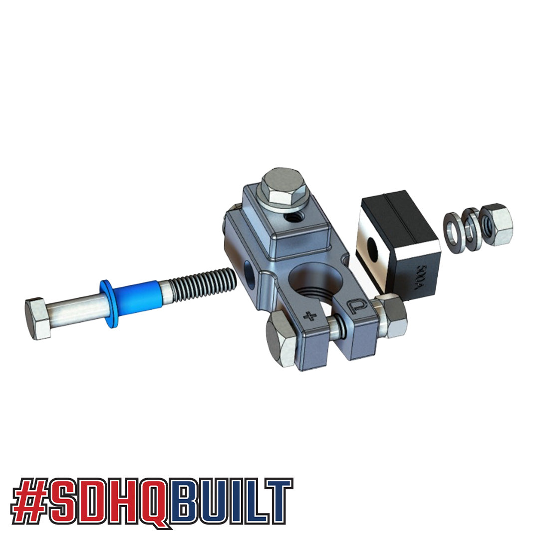 SDHQ Built Billet Battery Terminal 600 Amp Fuse Kit exploded diagram 