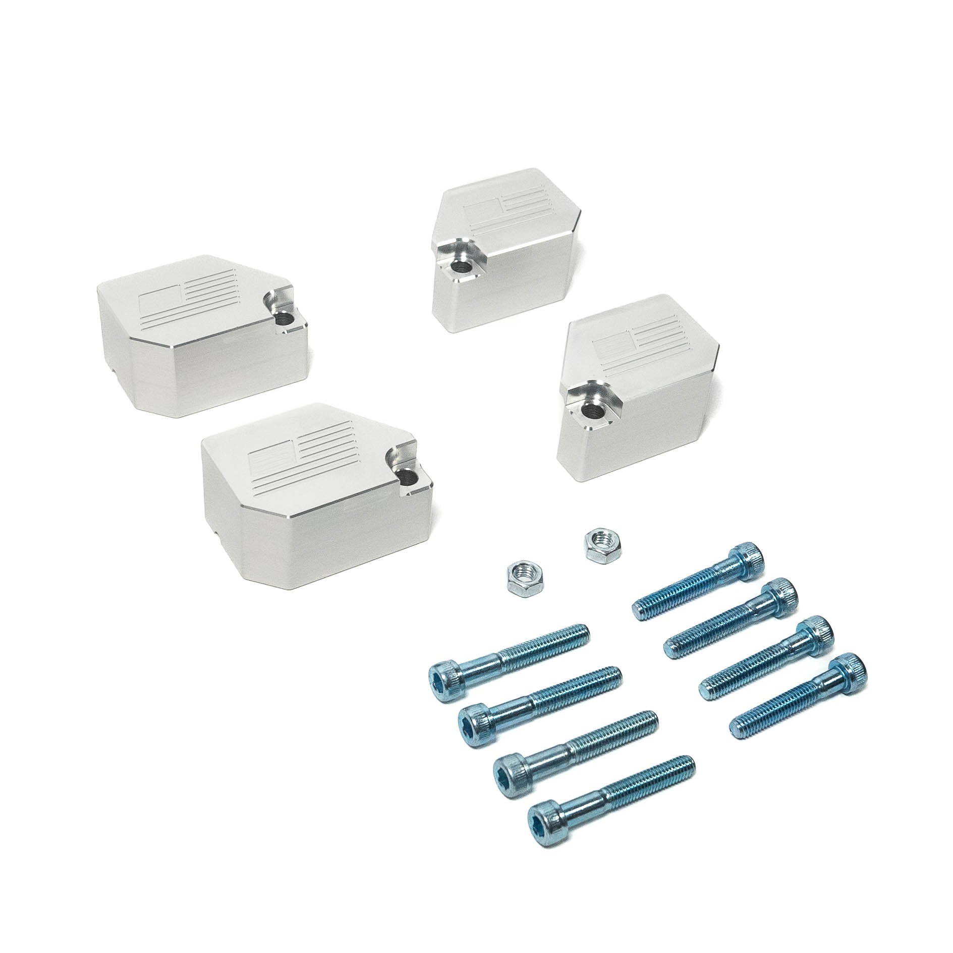 SDHQ Built Billet ABS Guards Angled View Display of Included Parts and Hardware