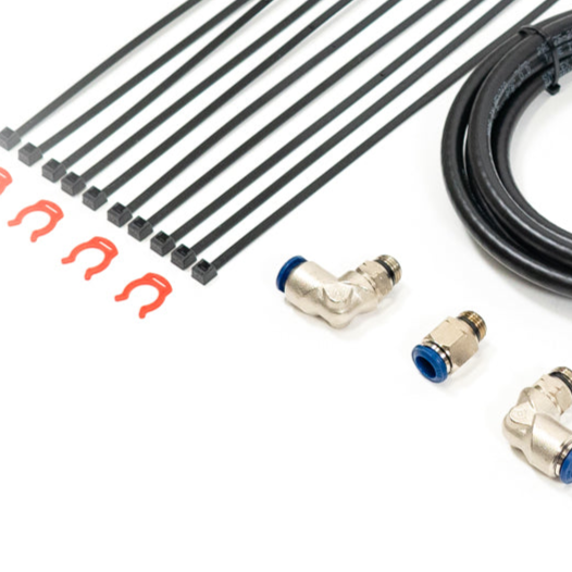 SDHQ Built 7.5' x 3/8" Air Line Kit Close-up display of included parts 