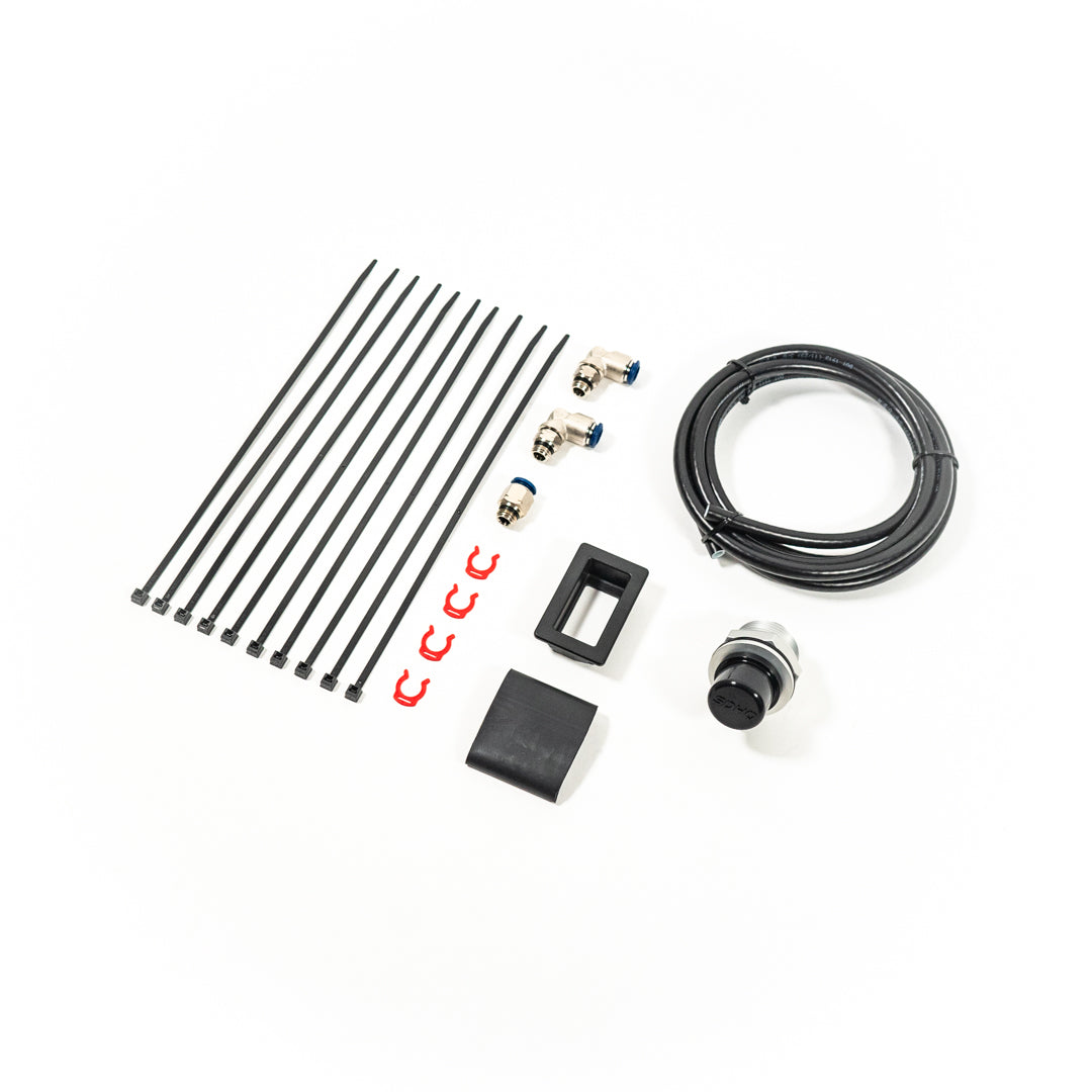 SDHQ Built 7.5' Bulkhead Air Chuck Mounting Kit Display of included parts and Hardware 