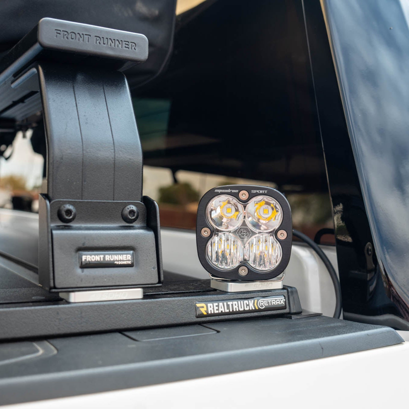 SDHQ Built Billet Bed Rail Chase Light Mount close-up display installed 