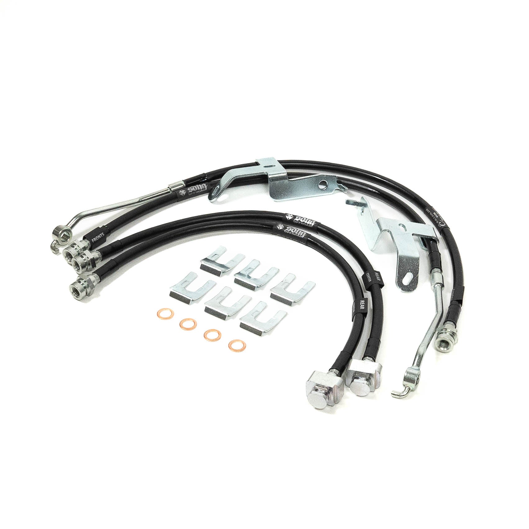 '21-23 Ford Bronco SDHQ Built Brake Line Kit Display of Included Parts and Hardware 