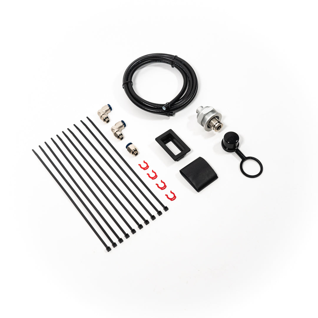 SDHQ Built 7.5' Bulkhead Air Chuck Mounting Kit display of included parts and hardware 