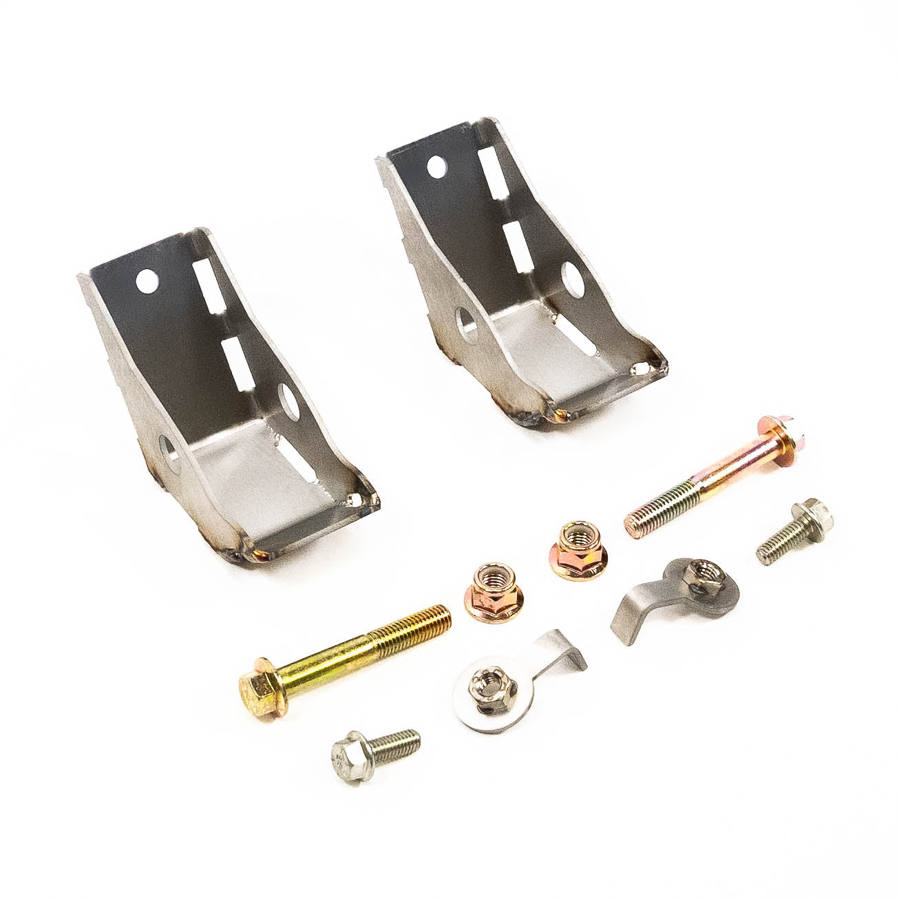 2019-2023 Chevy/GMC 1500 SDHQ Built Rear Shock Guards Display of included parts and Hardware 