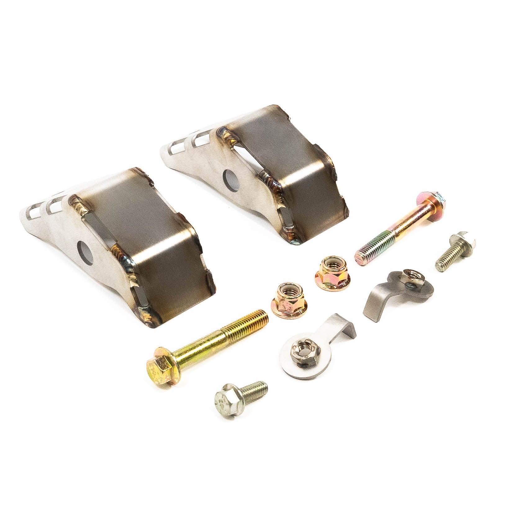 2019-2023 Chevy/GMC 1500 SDHQ Built Rear Shock Guards Display of included parts and Hardware 