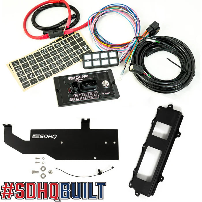 '14-18 Chevy/GMC 2500 SDHQ Built Complete Switch Pros SP-9100 Kit Display of included components - Keypad Mount without 110v Outlet 
