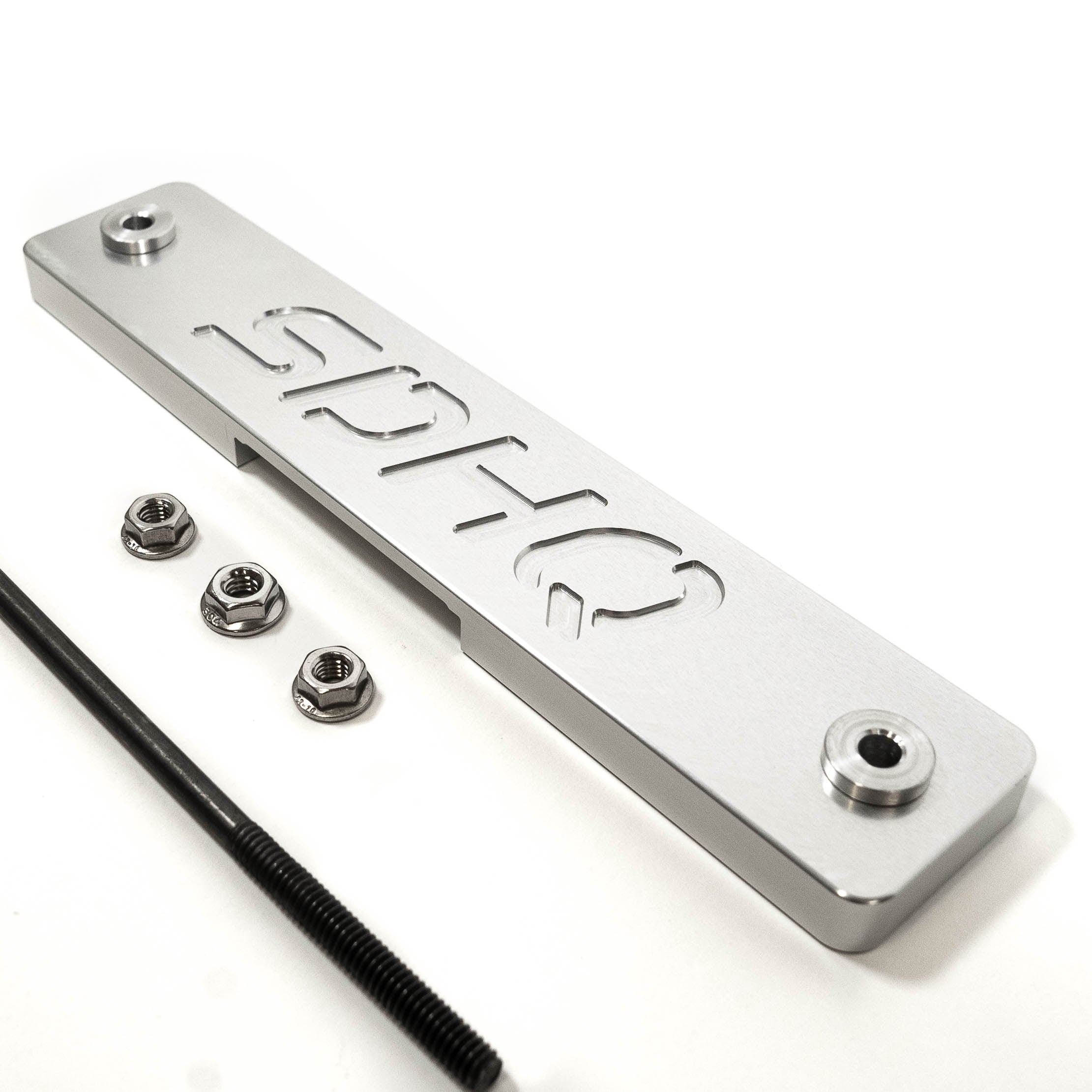 SDHQ Built Toyota Billet Battery Hold Down Close-up Display 