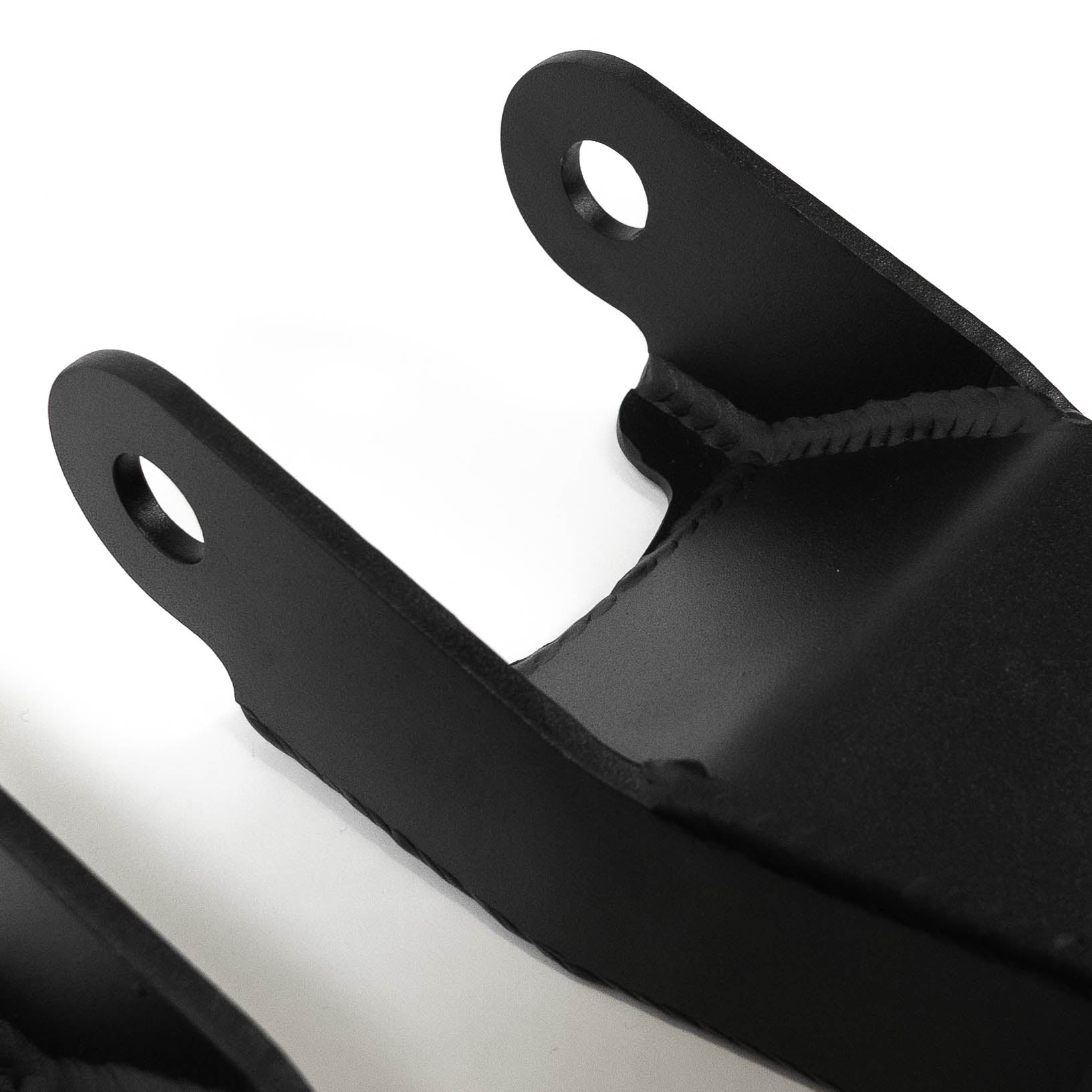 '17-20 Ford Raptor SDHQ Built 1" Rear Lowering Shackle Close-up Display of mounting holes