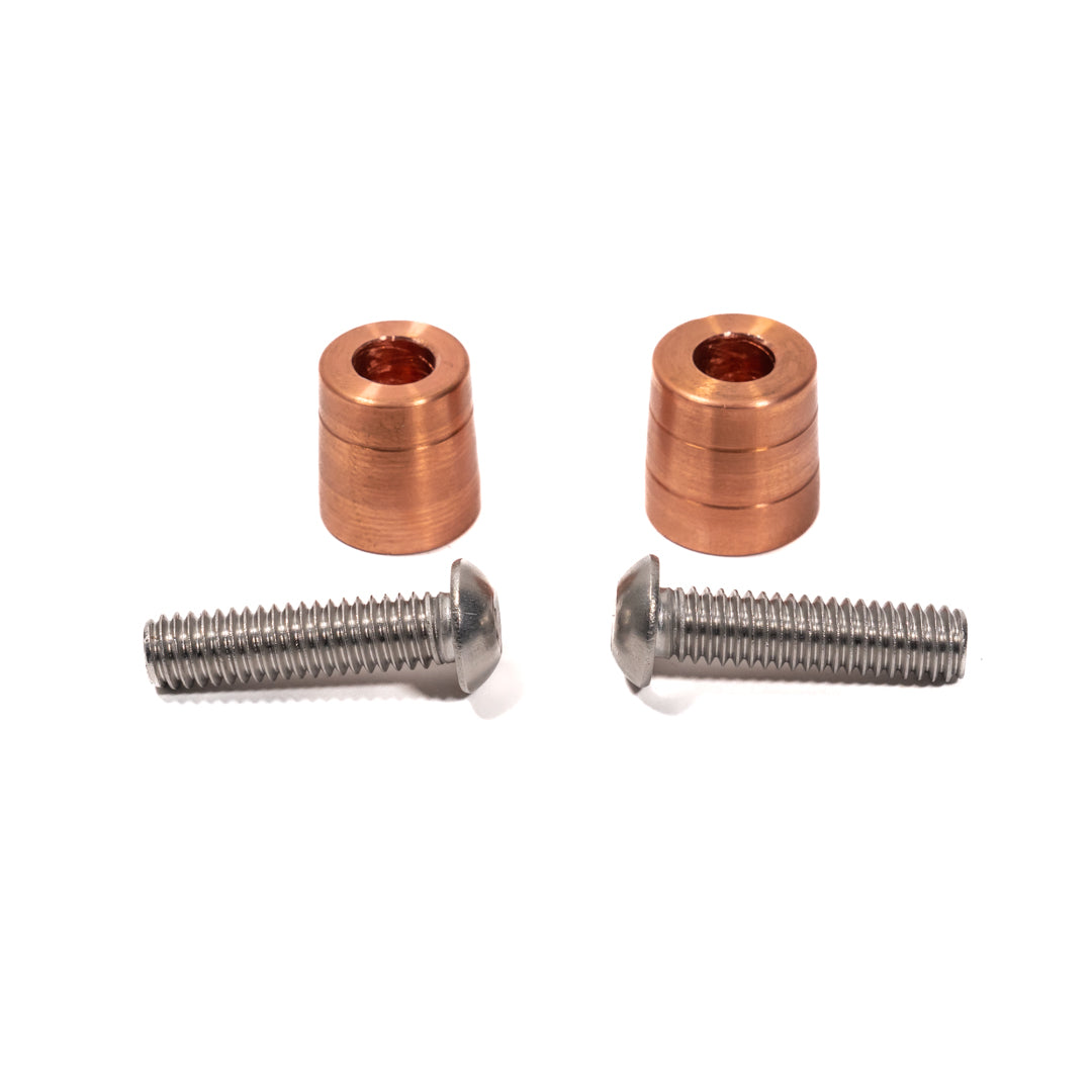 SDHQ Built Copper  Battery Terminal Post Kit Display of Included parts and Hardware 