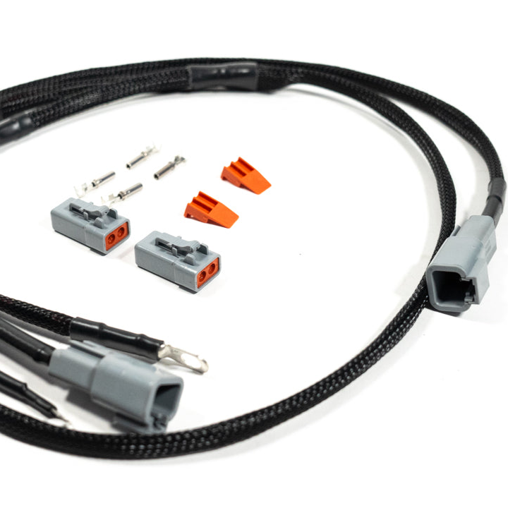 SDHQ Built Dual Viair Compressor Wiring Harness display of included parts 