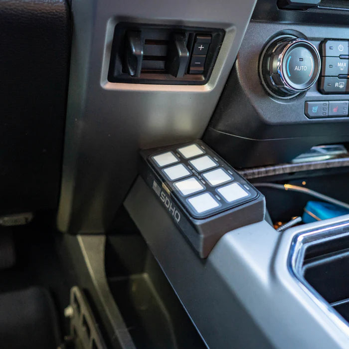 '21-23 Ford F-150 SDHQ Built Switch-Pros SP-9100 Flow Through Center Console Keypad Mount Installed