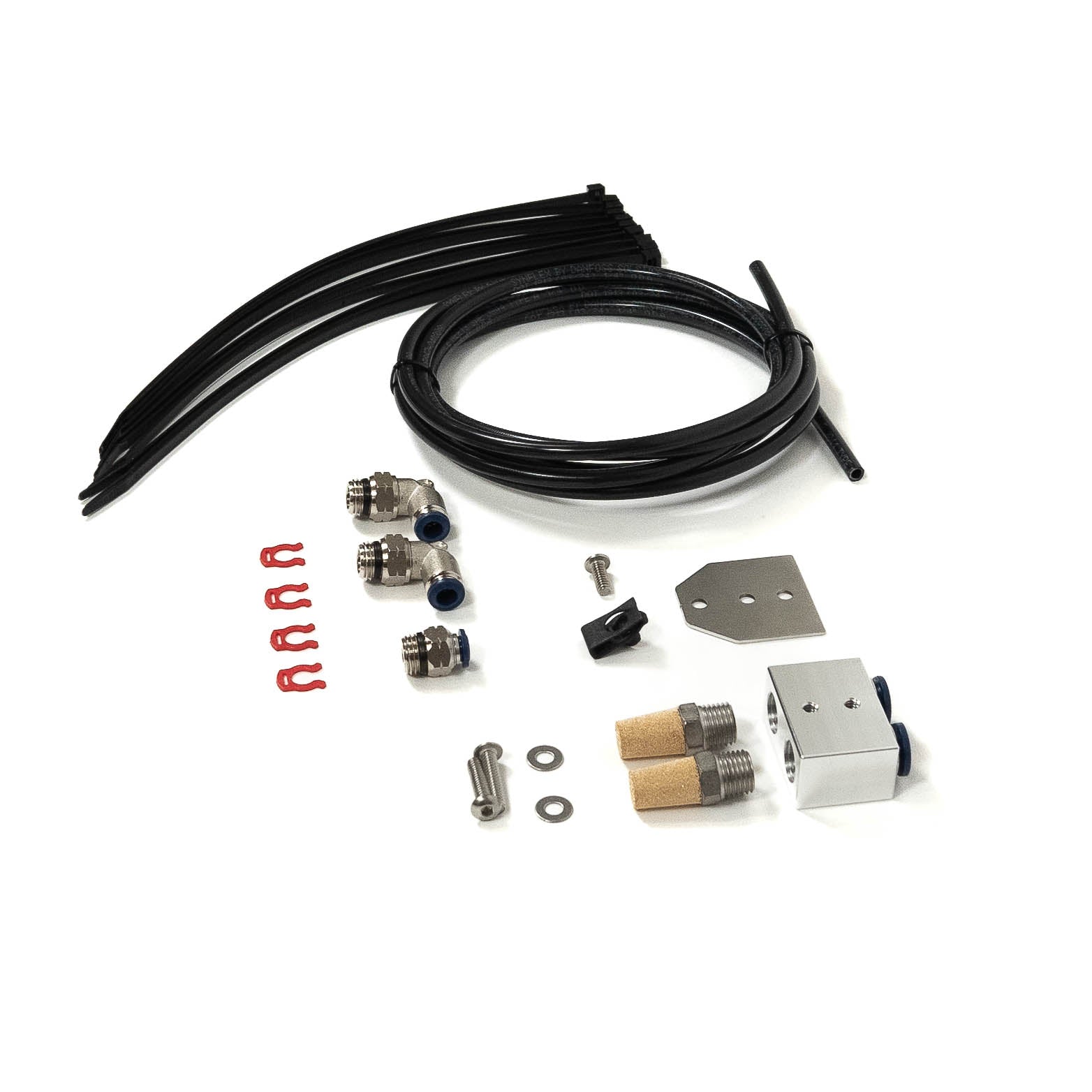 SDHQ Built '24 Ranger & Ranger Raptor ARB Filter Relocation Kit Display of included parts 