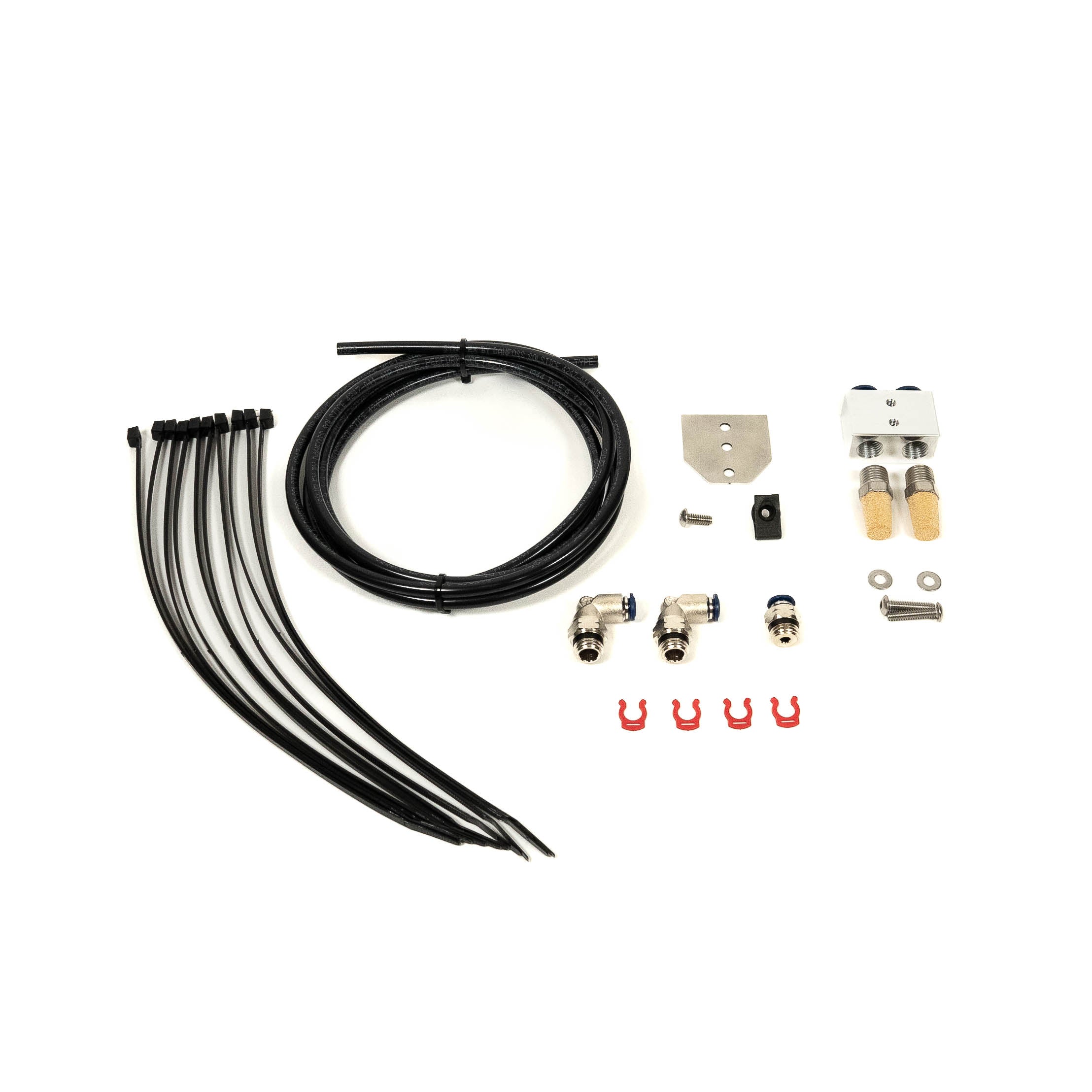 SDHQ Built '24 Ranger & Ranger Raptor ARB Filter Relocation Kit Display of included parts 