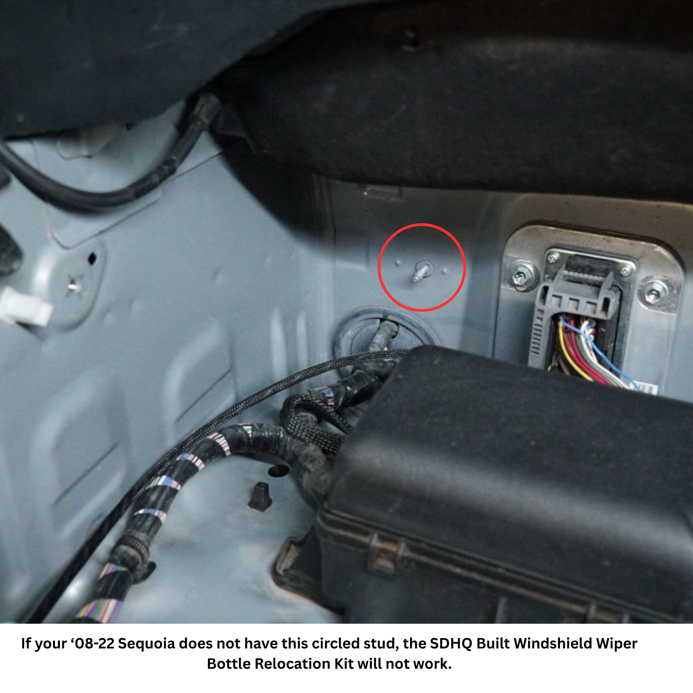 '08-22 Toyota Sequoia SDHQ Built Windshield Wiper Bottle Relocation Kit