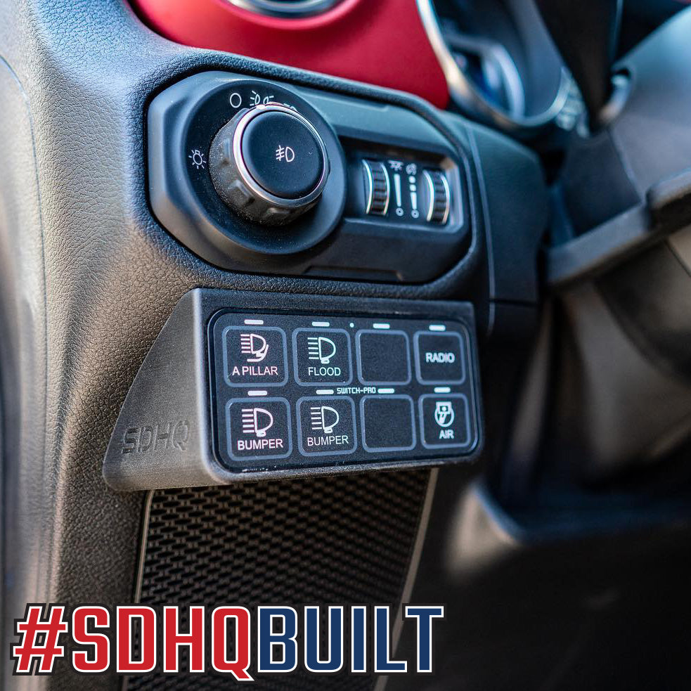 '18-Current Jeep JL SDHQ Built Switch Pros SP-9100 Keypad Mount Installed Display 