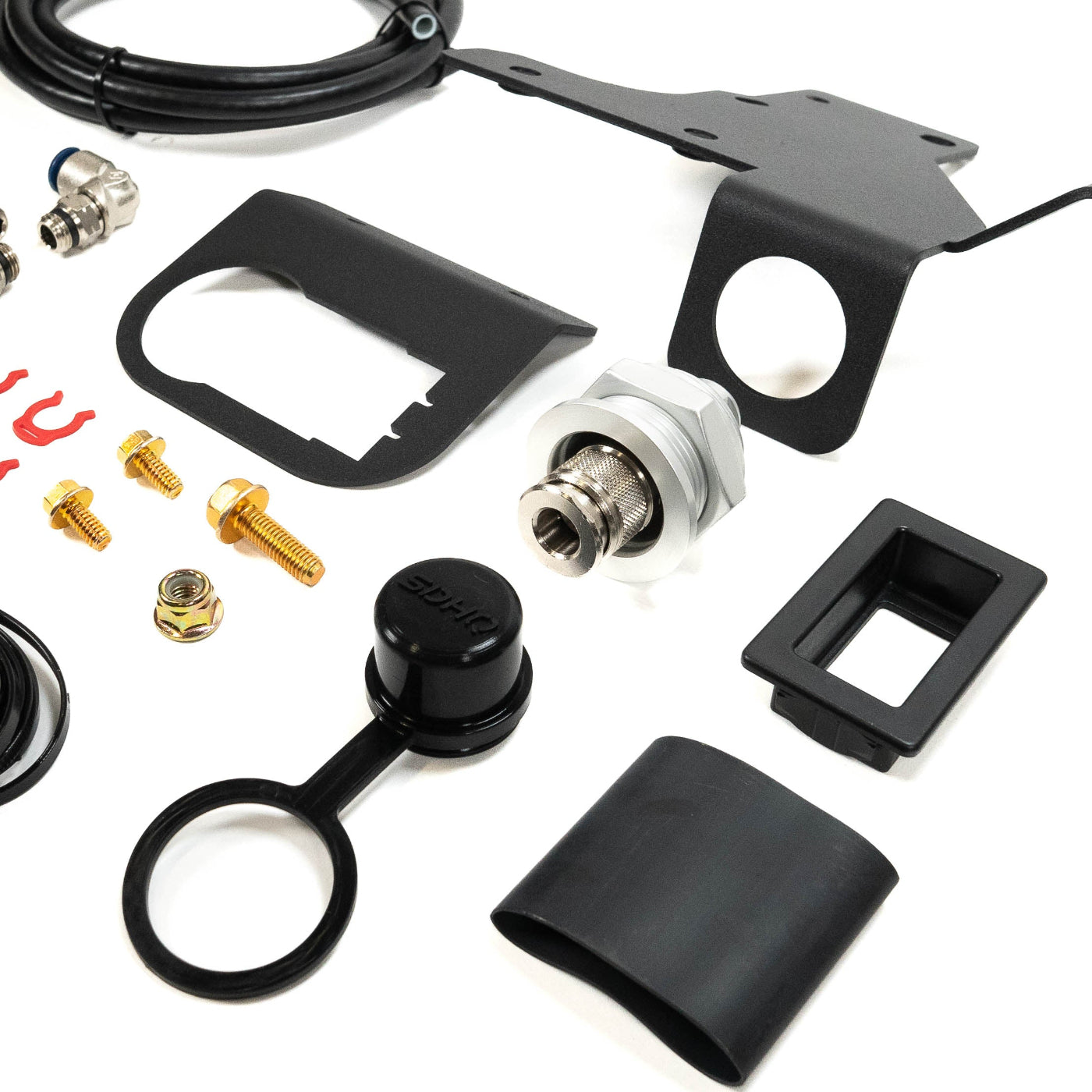 SDHQ Built 2024 LC250 Air Chuck and Switch Mount DISPLAY UP CLOSE OF BULKHEAD HEAD CHUCK AND RECESSED SWITCH MOUNT