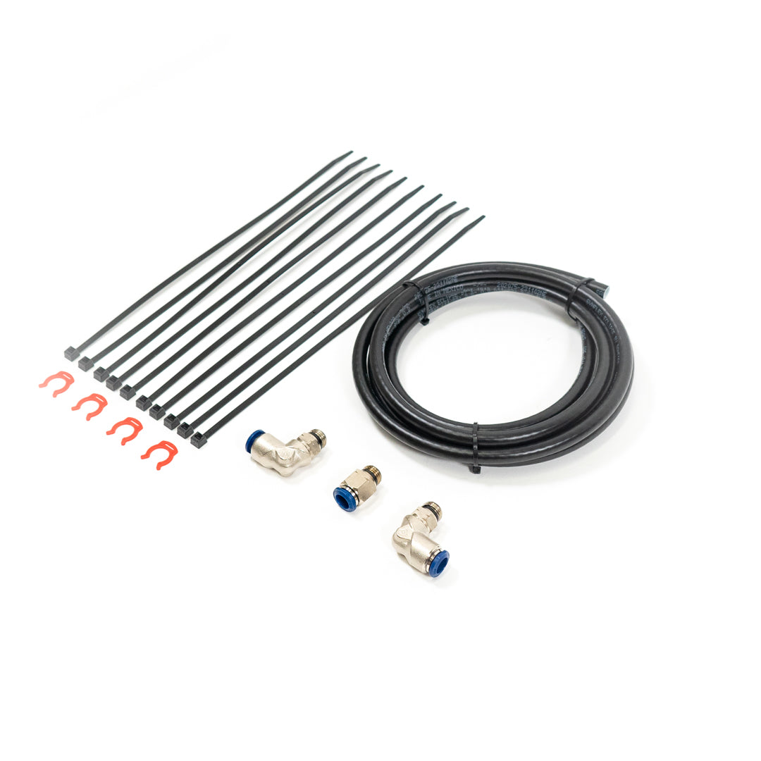 SDHQ Built 7.5' x 3/8" Air Line Kit display of included parts 