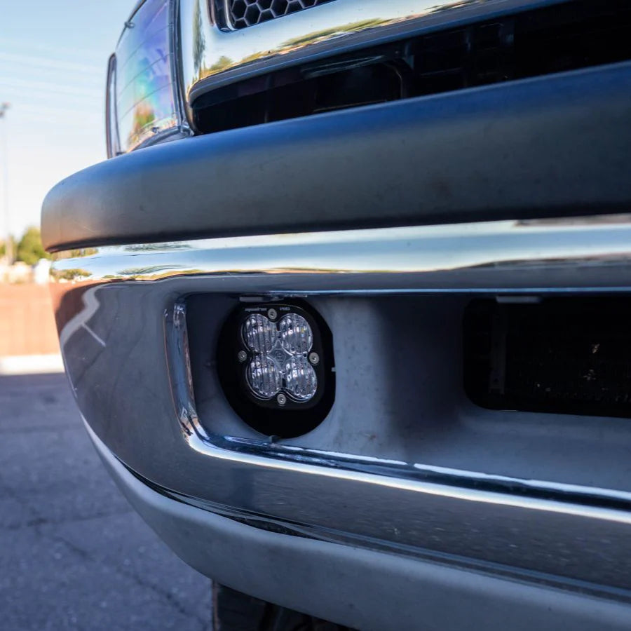 SDHQ Built '94-02 Ram 1500/2500/3500 Fog Light Mounting Kit DISPLAY OF PASSENGER SIDE FOG LIGHT MOUNT INSTALLED