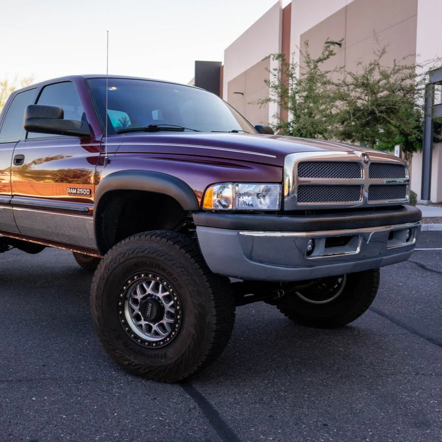 SDHQ Built '94-02 Ram 1500/2500/3500 Fog Light Mounting Kit DISPLAY INSTALLED ON RAM 2500 WIDE VIEW TO SHOW FOG LIGHTS INSTALLED FROM 3/4 ANGLE