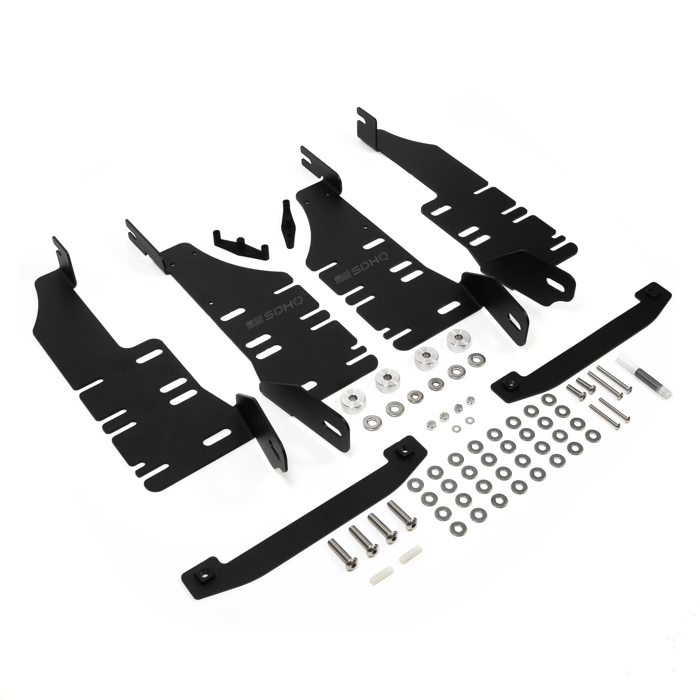 '19-23 Ram 1500 SDHQ Built Behind the Grille LED Light Bar Mount Display of included parts and hardware 