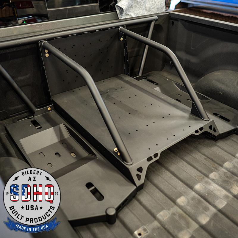 2025 Ram 1500 RHO SDHQ Built In Bed Chase Rack installed display 