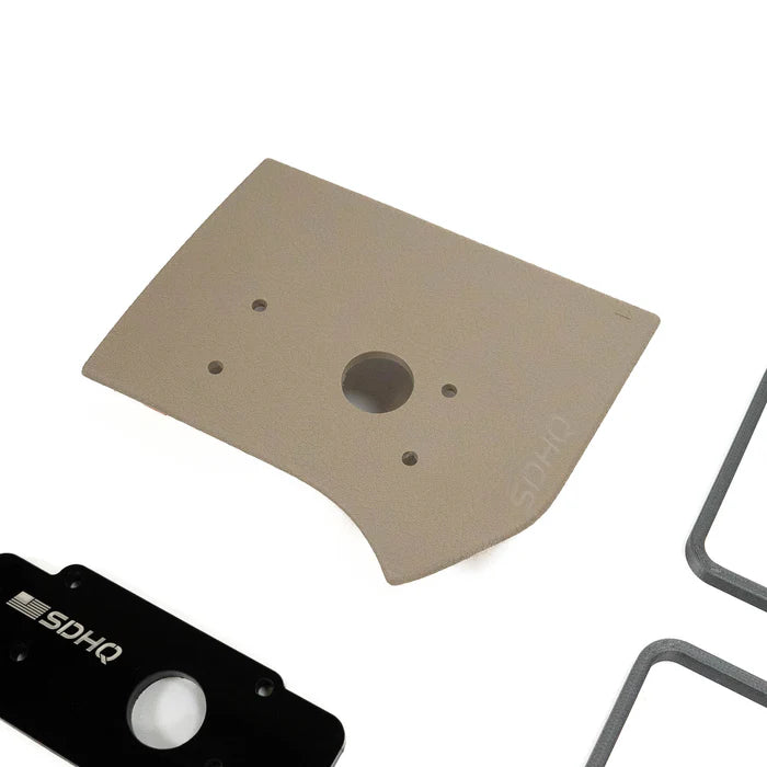 '19-25 Ram 2500/3500 SDHQ Built Complete Switch-Pros RCR-FORCE-12 Kit Display of Beige Keypad Mount - Close-up - included parts 