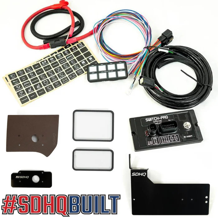 '19-25 Ram 2500/3500 SDHQ Built Complete Switch-Pros SP-9100 Kit Display of Included Components - Brown Keypad Mount 