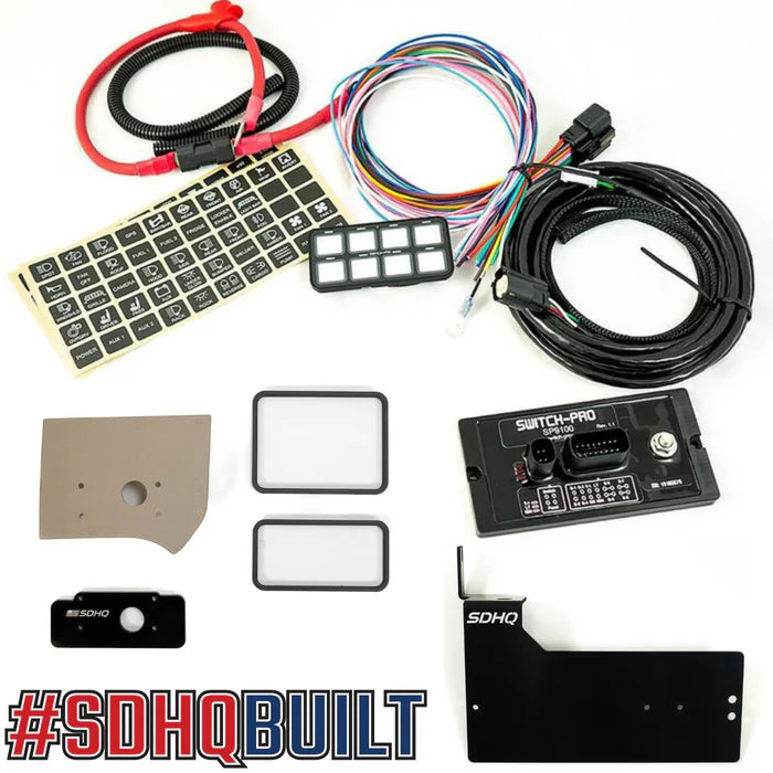 '19-25 Ram 2500/3500 SDHQ Built Complete Switch-Pros SP-9100 Kit Display of Included Components - Beige Keypad Mount Display 