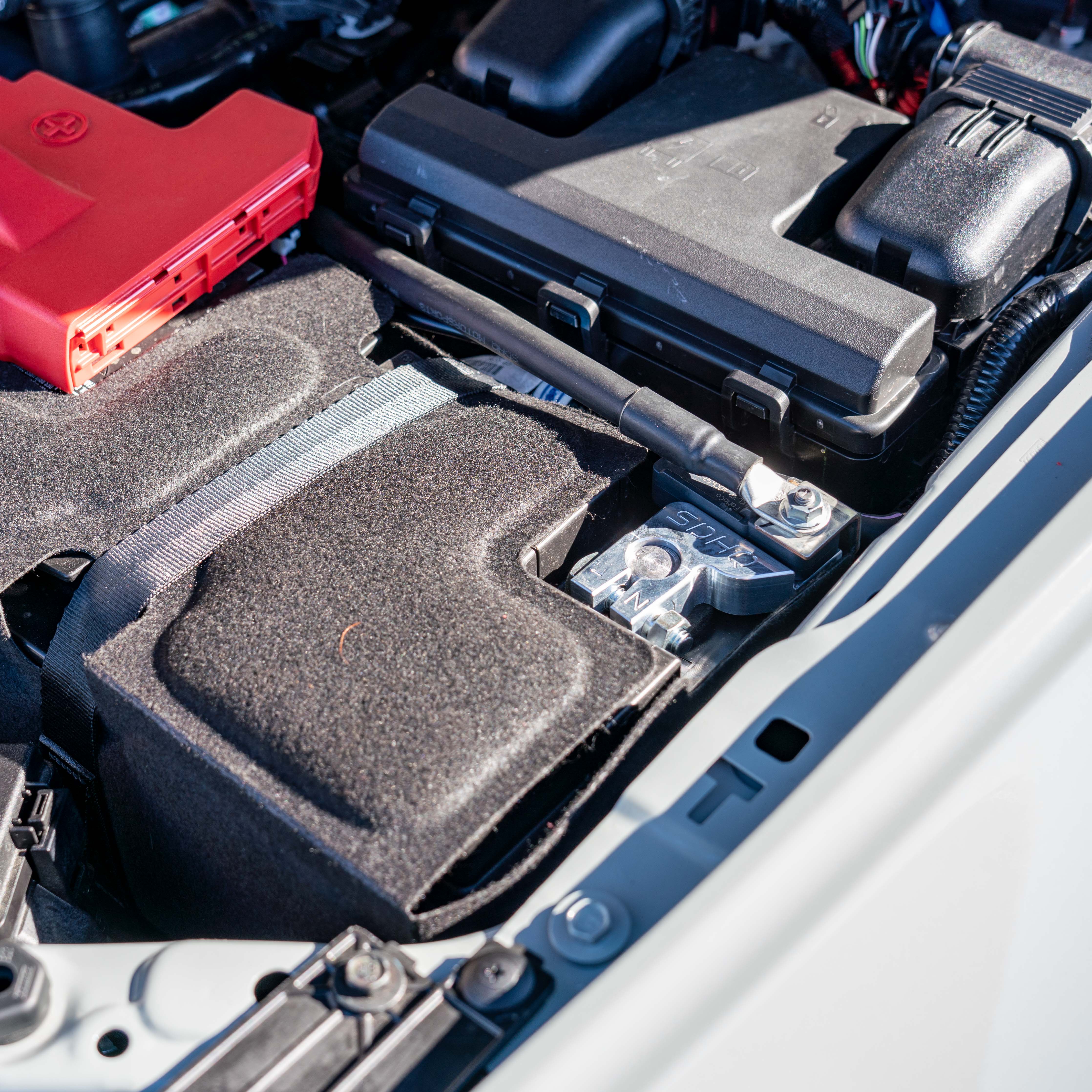 '19-2023 SDHQ Built Ford Ranger Billet Battery Terminal and Distribution Kit Display installed 