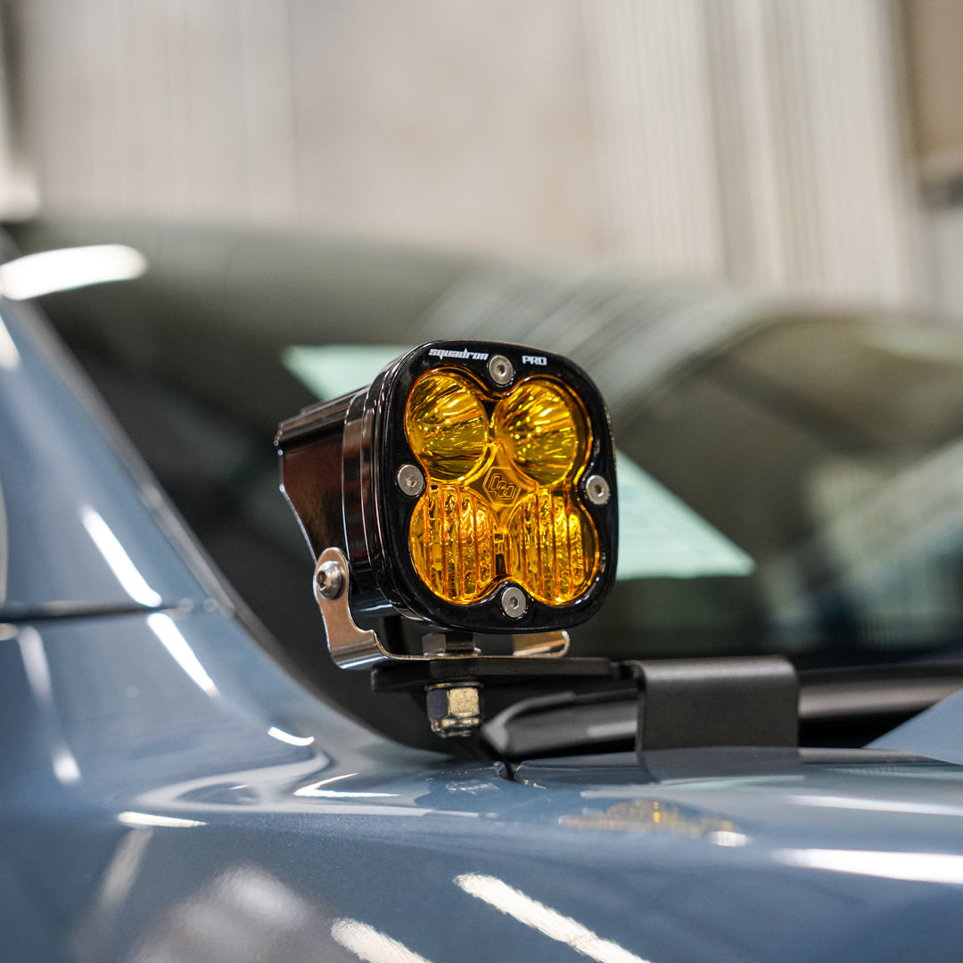 '24+ Ford Ranger/Ranger Raptor A-Pillar Light Mounts close-up display installed 