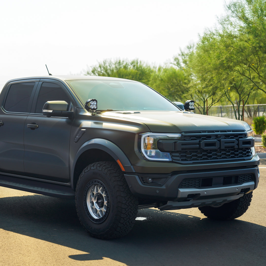 '24+ Ford Ranger/Ranger Raptor A-Pillar Light Mounts Display installed 