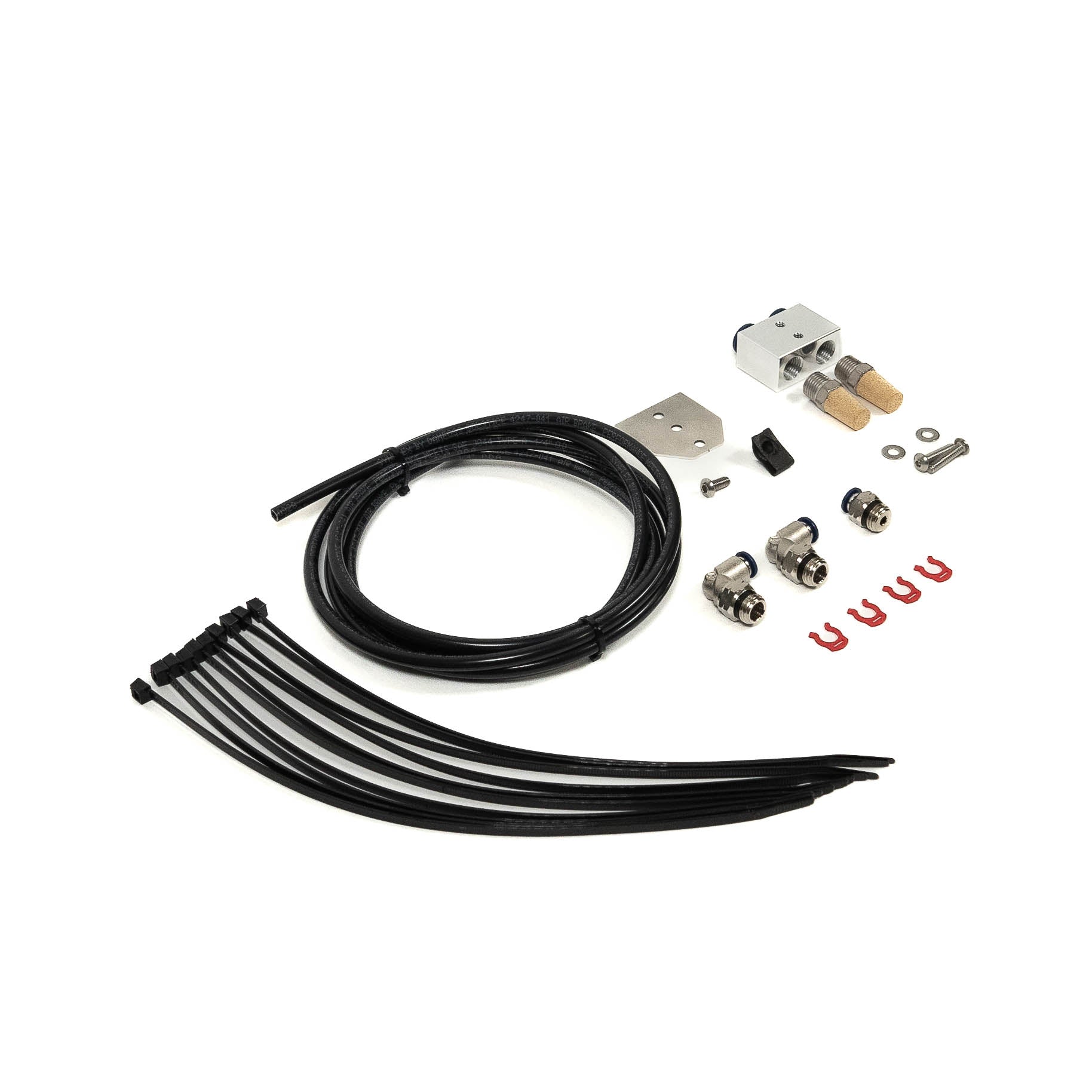 SDHQ Built '24 Ranger & Ranger Raptor ARB Filter Relocation Kit Display of included parts 