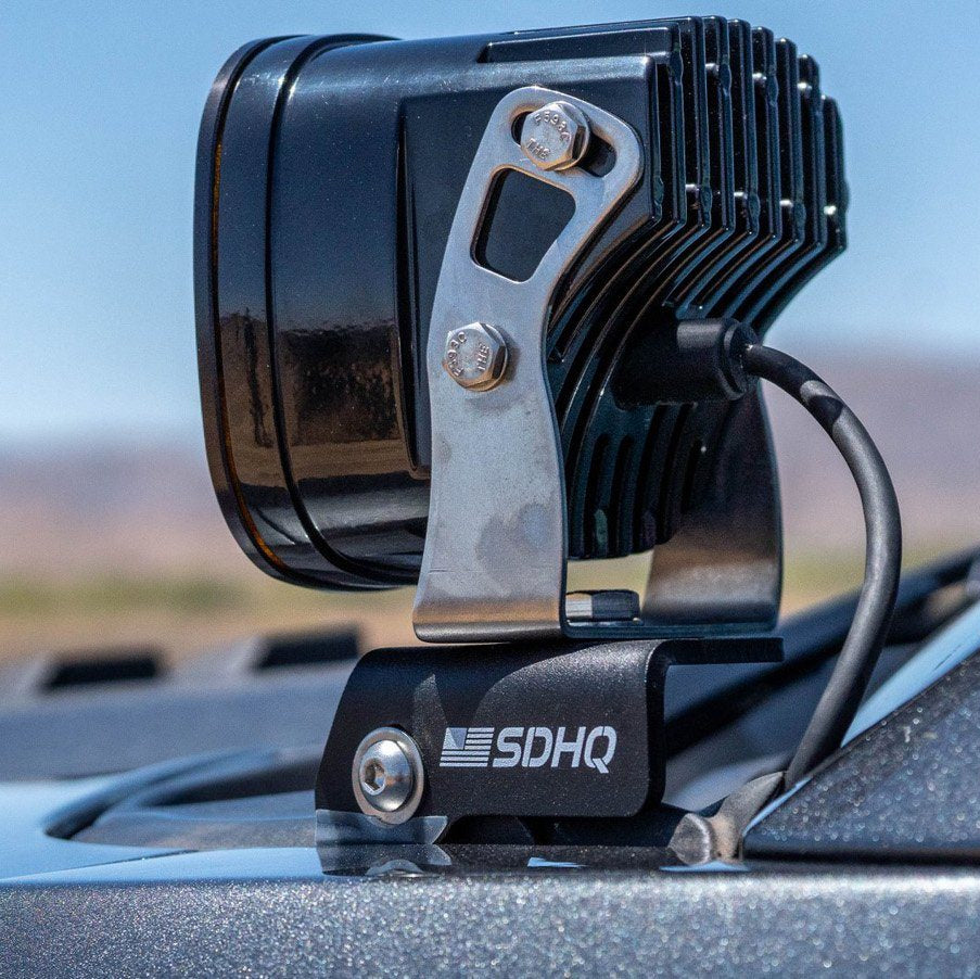 '17-20 Ford Raptor SDHQ Built A-Pillar Light Mounts Close-up Display on Vehicle 