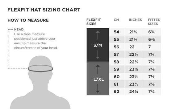 SDHQ Arizona Black Flex Fit Hat Size Chart